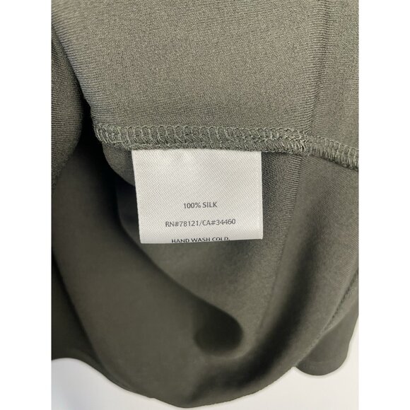 Eileen Fisher Green Stretch Silk Jersey Scoop Neck Long Sleeve Basic Top Size PL - Picture 3 of 6